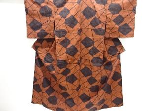 石畳に麻の葉模様織出し手織り紬着物